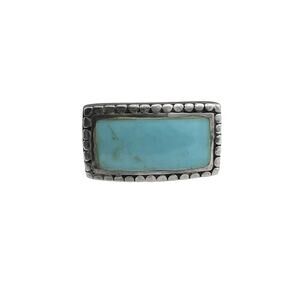 CFJ Sterling Silver Ring Teal Rectangle Center Size 7 Southwest Style
